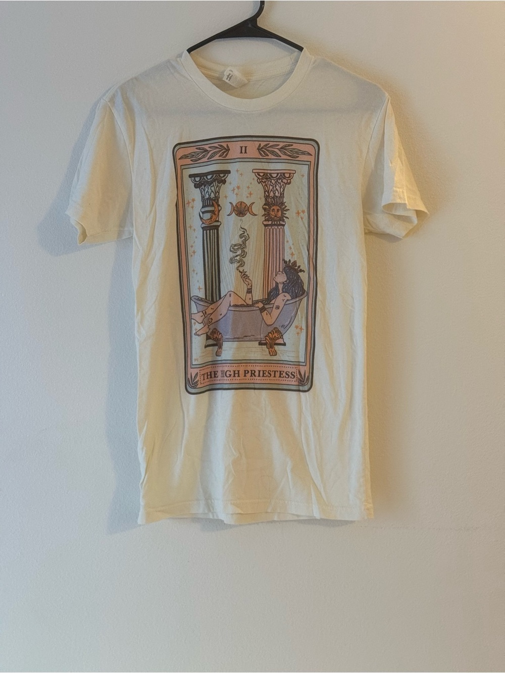 White Graphic Tee - The High Priestess Tarot Design
